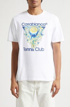 Casablanca Classic Fit Tennis Club Icon Organic Cotton Graphic T-Shirt at Nordstrom, Size Xx-Large