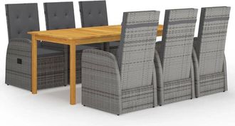 vidaXL Juego De Comedor Para Jard&iacute;n De 7 Piezas Gris Vidaxl