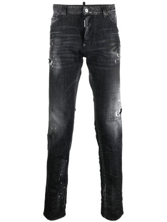Dsquared2 faded distressed slim-fit jeans - men - Cotton/Spandex/Elastane - 44 - Black
