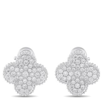 Luxury Bazaar 18K White Gold 1.50ct Diamond Clover Earrings MF09-080726