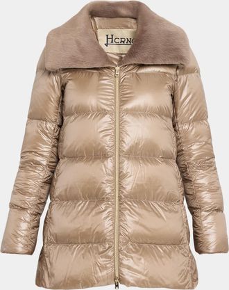 Herno Ultralight Nylon Down Jacket with Alternative Fur