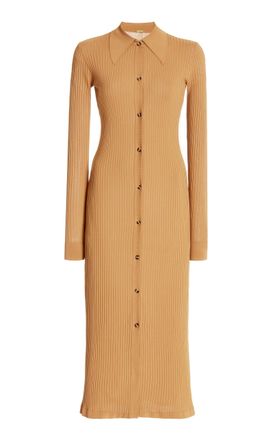 Dodo Bar Or Womens Ella Ribbed-Knit Midi Sweater Dress - Brown - Moda Operandi