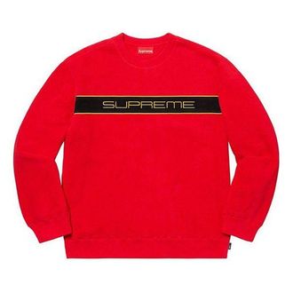 SUPREME FW19 Embroidered Logo Fleece Round Neck Unisex Red SUP-FW19-915