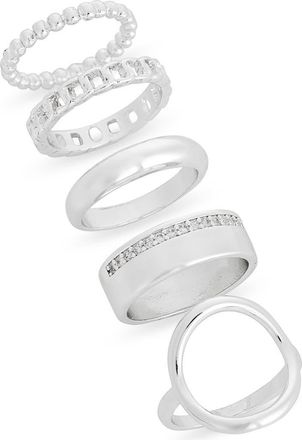 Nordstrom Rack Assorted 5-Pack Ring Set in Clear- Silver at Nordstrom Rack, Size Medium/large
