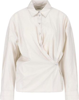 Christophe Lemaire Cream Draped Front Cotton Silk Shirt