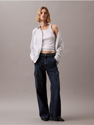Calvin Klein Jeans Calvin Klein Womens Cargo Wide Leg Fit Jeans - Blue - 24