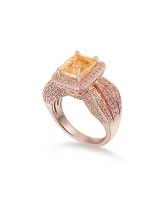 Suzy Levian Silver 4.45 Ct. Tw. Citrine & White Topaz Ring