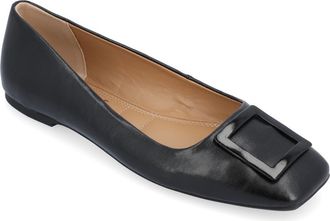 Journee Collection Zimia Square Buckle Flat in Black at Nordstrom Rack, Size 7.5