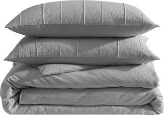 Vera Wang Woven Tucks Jacquard Cotton Duvet Set in Medium /Dark Grey at Nordstrom Rack, Size Queen