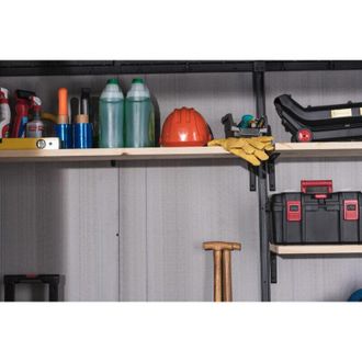 Keter Caseta De Jard&iacute;n Artisan 7x7 Exterior Cobertizo Almacenamiento Madera Acero Metal Resina Efecto Madera 214x218x226 Wxdxh Cm - Keter