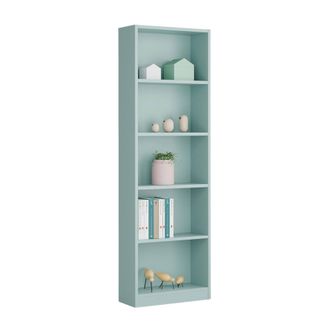 Dmora Dmora - Librer&iacute;a Dmacagg, Librer&iacute;a Alta Con 5 Baldas, Estante De Oficina O Dormitorio, Estante Moderno Con Compartimentos, 52x25h80 Cm, Verde Azulado