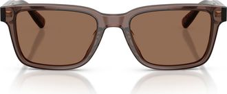 Brooks Brothers 53mm Rectangular Sunglasses in Brown /Brown at Nordstrom
