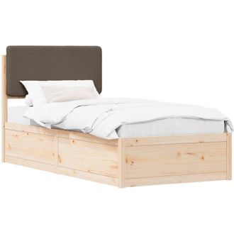 vidaXL Estructura De Cama Con Cabecera Tapizada Taup&eacute; 75 X 190 Cm Vidaxl