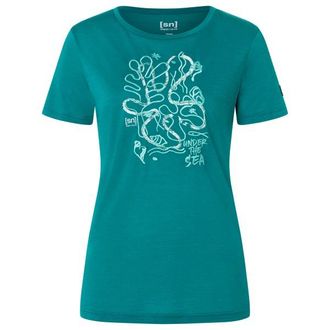 super.natural Under The Sea Tee Merinoshirt f&uuml;r Damen | pacific /gr&uuml;n
