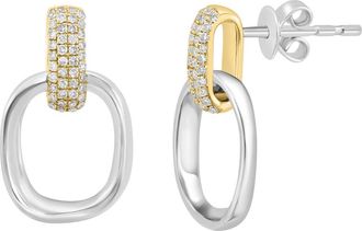 Effy 14K Gold Plated Sterling Silver Pav&eacute; Diamond Doorknocker Drop Earrings - 0.25ct. in Silver Multi at Nordstrom Rack