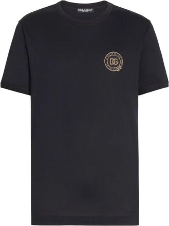 Dolce & Gabbana Klassiek T-shirt met ronde hals - Heren - T-shirts - Blauw - L - Katoen - Tops