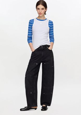 Ganni Black Audri Jeans in Rigid Denim - Size 24W/33L Organic Cotton