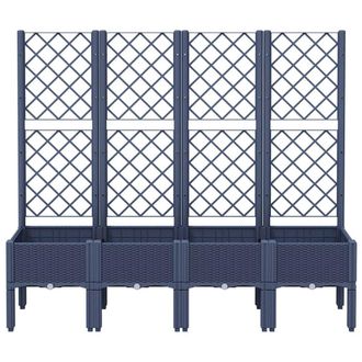 Berkfield Home Garden Planter with Trellis Blue Grey 160x40x142 cm PP | Size: 160 x 40 x 142 cm