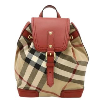 Burberry Pre-owned Backpacks, female, Beige, Size: ONE SIZE Pre-owned House Check Nylon Leather Backpack