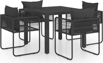 vidaXL Set De Comedor De Jard&iacute;n De 5 Piezas Pvc Rat&aacute;n Negro Vidaxl