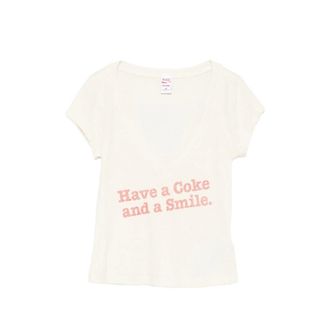 Re/Done X Coca Cola Slogan-print V-neck T-shirt
