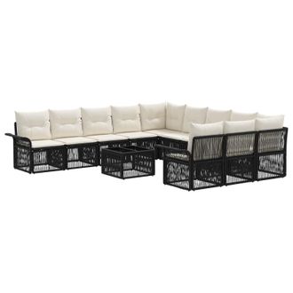 vidaXL Conjunto De Sof&aacute;s De Jard&iacute;n 12 Uds. 11 Plaza Negro Vidaxl
