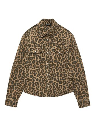 Anine Bing Paxton Shirt Black And Brown Leopard