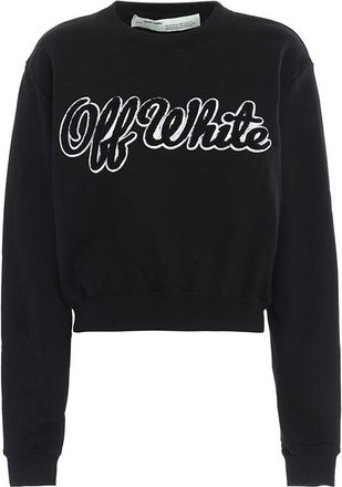Off-white Logo Embroidered Black Cotton Sweatshirt Size S