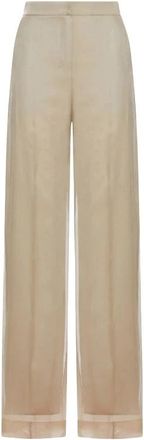 Max Mara Zijden organza broek - Dames - Wijde Broeken - Beige - XS - Organza - Broeken