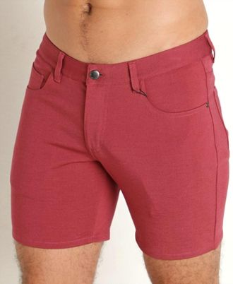 Steele Mens Stretch Knit Jean Shorts In Brick