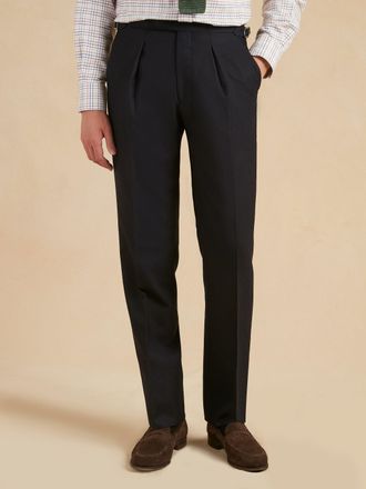 Oliver Brown Grosvenor Pleated Wool Trousers - Navy