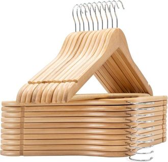 OEM Perchas De Madera, Juego De 20, Barra Antideslizante Para Pantalones, Con Muescas Antideslizantes, Gancho Giratorio De 360&deg;, Para Trajes, Camisas Y Ab