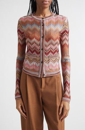 Missoni Snakeskin Pattern Chevron Cardigan in Multi Camel White Pink at Nordstrom, Size 10 Us