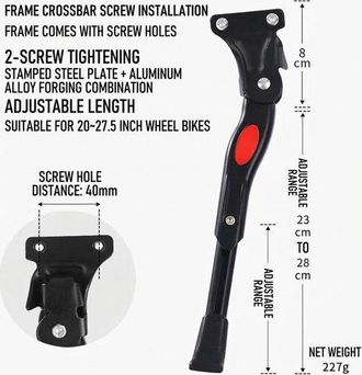 OEM Soporte Universal Para Bicicleta (4 Modelos A Elegir), Soporte Lateral Resistente Y Soporte De Estacionamiento, Negro, C