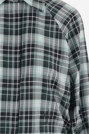 Patou Womens Cotton Check Blouse With Tied Sleeves Multicolour Shirt