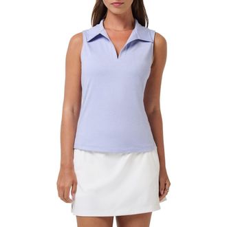 Travis Mathew Skyloft Light Sleeveless Polo in Heather Soft Blue at Nordstrom, Size Xx-Large