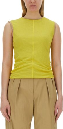 Sportmax Yellow Solid Round Neck Top