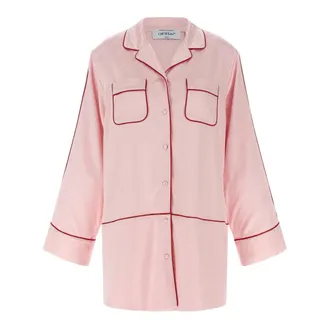 Off-white Long Jacquard Satin New Roxy Pajama Shirt - female - Off White - Pyjamas - Pink - XS - Nightwear & Lounge