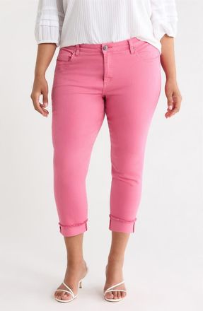 Kut from the Kloth Amy Frayed Crop Slim Straight Leg Jeans in Flamingo at Nordstrom, Size 16W