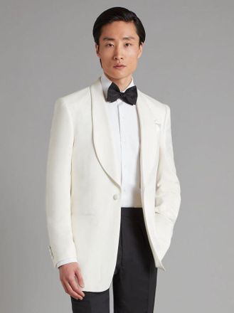 Oliver Brown Shawl Lapel Bamboo Dinner Jacket - White