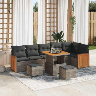vidaXL Conjunto De Sof&aacute; De Jard&iacute;n 9 Pcs Gris Y Gris Oscuro Vidaxl