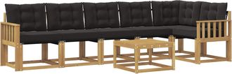 vidaXL Conjunto De Sof&aacute;s De Exterior 7 Uds. Blanco Y Negro Vidaxl