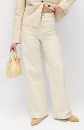 M&S Collection Textured Wide Leg Jeans in Ecru Brown at Nordstrom, Size 10