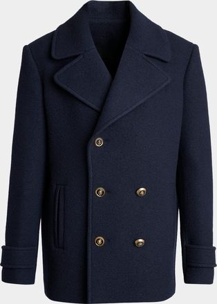 Balmain Men & apos;s Boiled Wool Pea Coat