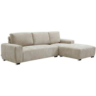 Vente-Unique Divano angolare destro in tessuto beige - MICHELIA