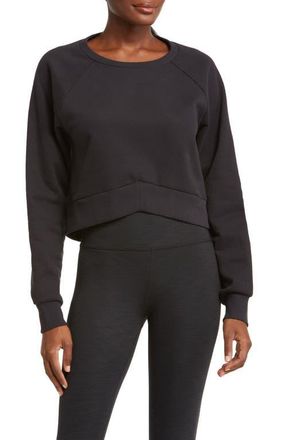 Beyond Yoga Uplift Crop Sweatshirt in Black at Nordstrom, Size Large