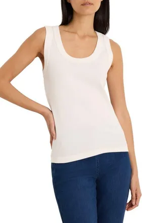Nic+Zoe Perfect Knit Rib Scoop Neck Tank in Classic Cream at Nordstrom, Size Xx-Large