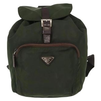 Prada Front Pocket Tessuto Khaki Nylon Backpack Bag (Pre-Owned)