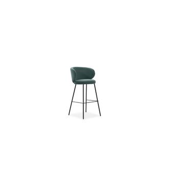 DRAWER Lote de 2 taburetes de bar de tela y metal H65cm - verde eucalipto