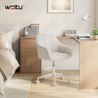 Woltu Woltu Silla De Escritorio Giratoria / Silla De Oficina Con Ruedas, Regulable En Altura, Para Oficina En Casa - Pana, Beige